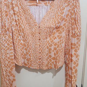 Orange and White Blouse